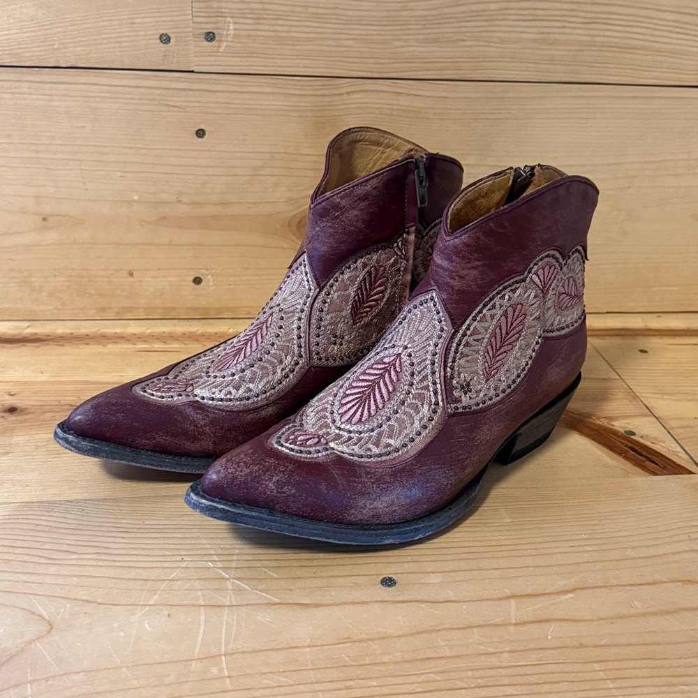 Old Gringo Bianca Wine Embroidered Cowgirl Cowboy Bootie 9 Festival Rodeo